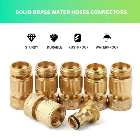 Solid Brass Garden Hose Quick Connect Set With Three Quarter Inch Thread Fittings Leakproof Male And Female Adapters