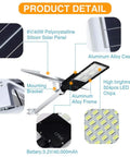 Product details of Beast Mode Bright 300W Solar Street Light with Remote Control, showing parts like solar panel and LED chips.