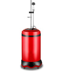 Hella Fast Heating Portable Electric Shower Tank With Slick Remote Control, 60-70L capacity, vibrant red design for outdoor use.