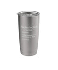 Funny Fake Definition Skiers Stainless Steel Insulated Tumbler Souvenir For Ski Trips Snowboarders Gift For The Whole Crew Keep Drinks Hot Or Cold On The Slopes. silver stainless steel insulated tumbler with lid, front view