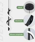 Details of 13W Modern Spiral LED Pendant Light Fixture 5500K Cold White Integrated LED Sleek Black Finish, material focus