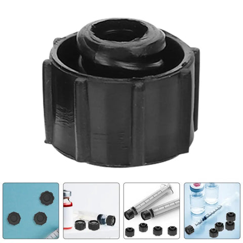 30 Pack Black Syringe Caps For Lab Use, Tight Fit PP Caps With Easy Dispensing, Leak-Proof Design, Precise Tip Caps And Stoppers For Industrial And Scientific Applications close-up