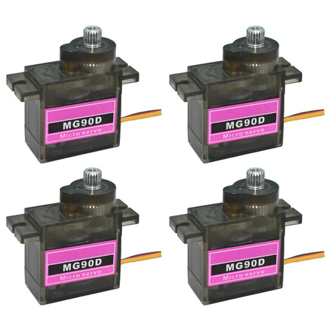 Four Pack MG90D Full Metal Gear Digital Micro Servo Motors 180 Degree Travel High Torque RC Servo For Arduino And DIY Projects