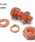 M8 Hex Bolts Nuts Washer Kit With 2 Hex Bolts 2 Nuts 2 Flat Washers And 2 Spring Lock Washers In Pure Copper T2 Conductive Material 20mm Length For Rustproof Durable DIY Ready Fastening