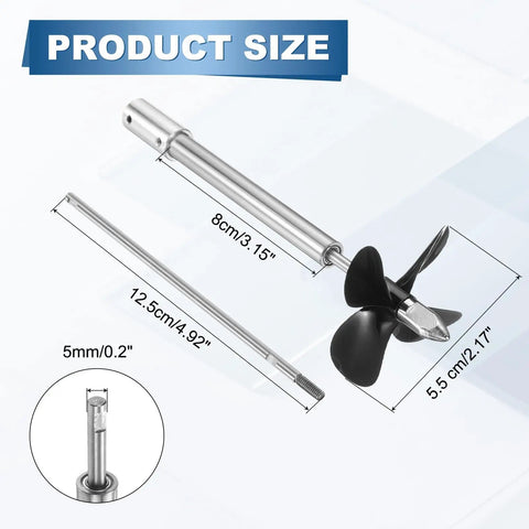 Drive Shaft Four Propeller And Coupling Joint For RC Boat Coupler Assemble Kit With 12.5 Cm Shaft, 8 Cm Sleeve, 5.5 Cm Propeller Diameter, Fits 5 Mm Motor Shaft For DIY Model Boats