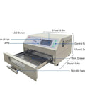 800W Infrared Reflow Oven Soldering Station With Hot Air Circulation For PCB Boards showing open work drawer and control panel