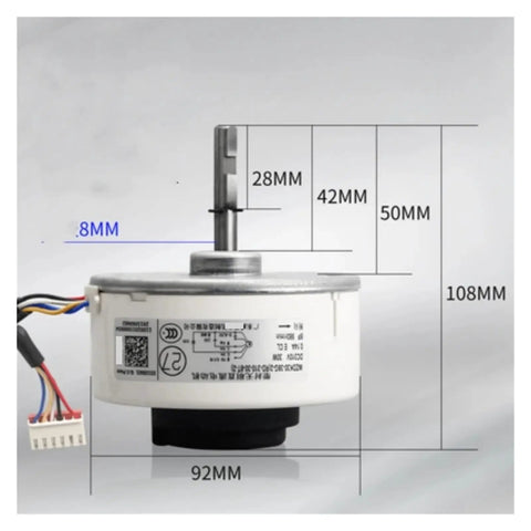 DC Brushless Inverter Air Conditioner Motor 310V 30W 0.14A 980 RPM Internal Replacement WZDK30-38G-2 with measurements
