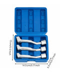 Premium Half Inch Offset Socket Wrench Featuring Angled Head That Grips Beat Up Fasteners In Squeezed Engine Compartments Built From Heavy Duty Alloy Steel With Rugged Storage Case, inside blue case.