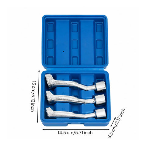 Premium Half Inch Offset Socket Wrench Featuring Angled Head That Grips Beat Up Fasteners In Squeezed Engine Compartments Built From Heavy Duty Alloy Steel With Rugged Storage Case, inside blue case.