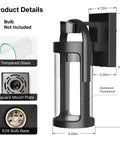 Motion Sensor Outdoor Wall Light With Three Lighting Modes For Porch And Exterior Use Black Dusk To Dawn Wall Mount Lantern Style Lighting For House Garage And Entryway Bulb Not Included, showing design details and materials.