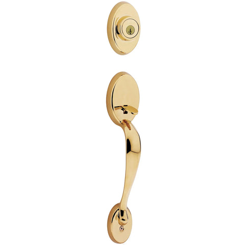Chelsea Single Cylinder Handle Set With Lido Lever Featuring SmartKey Security, exterior deadbolt, polished brass