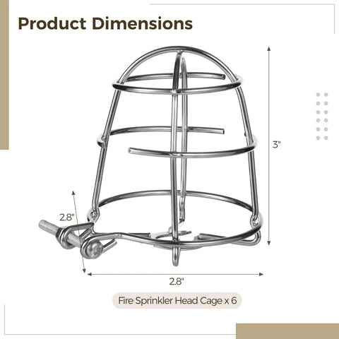 Six Pack Metal Fire Sprinkler Head Guards With Heavy Duty Mounting Clamps Bump Resistant Shields, dimensions 2.8" x 3".