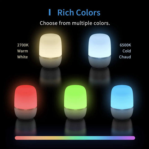 Smart WiFi Table Lamp For Bedroom With Voice Control And App Scheduling Works With HomeKit Siri Alexa Google Assistant SmartThings Multicolor Night Light Remote Control displaying warm white to cold colors.