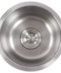 Top view of Mini Round Stainless Steel Kitchen Sink Bar Basin With Drainpipe Fitting 30cm Diameter Compact Drop In Mount