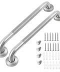 2 Pack 16 Inch Stainless Steel Bathroom Grab Bars With Anti Slip Grip, Heavy Duty 500 Lb Load Capacity, installation hardware