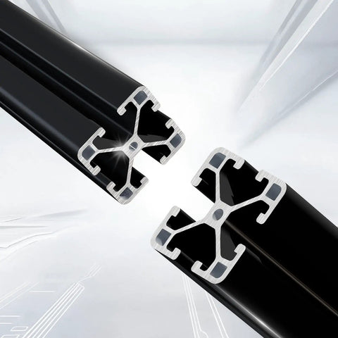 Four Pack 4040 T Slot Aluminum Extrusion Profiles In Anodized Black For European Standard Framing And Linear Motion Guide Rails Perfect For 3D Printers DIY Projects And Automation Equipment showing cross-section of profiles