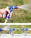 Built Like A Tank Heavy Duty Garden Hose Cart With Spray Gun, featuring a hand-held adjustable spray nozzle for easy watering.
