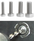 Pro Grade 4 Piece Heavy Duty Stainless Steel Busted Stud Drill Guide Kit M6 M8 M10 M12 with bolts and drill bit