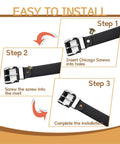 Installation steps: Easy to install, insert Chicago screws into holes, screw into rivet, complete installation using leather rivet kit.
