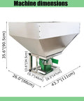 Dimensions of 12V Front Mounted Stainless Steel ATV Broadcast Spreader with 42.3 gal hopper for tractors.