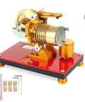 Sick Yellow Stirling Engine Desktop Model Built From Heavy Duty Aluminum Brass And Stainless Steel With A Rock Solid Hot Air Drive For Epic Science Demonstrations Daily, showing components and build details.