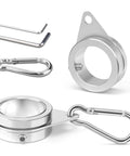 Smooth As Butter 360 Rotating Flag Pole Rings 2 Pack Heavy Duty Aluminum Alloy Mounting Clips with carabiner locks and tools.