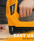 Pro Grade 18 Gauge Electric Brad Nailer And Stapler Workhorse Featuring smooth operation in use on wood surface.