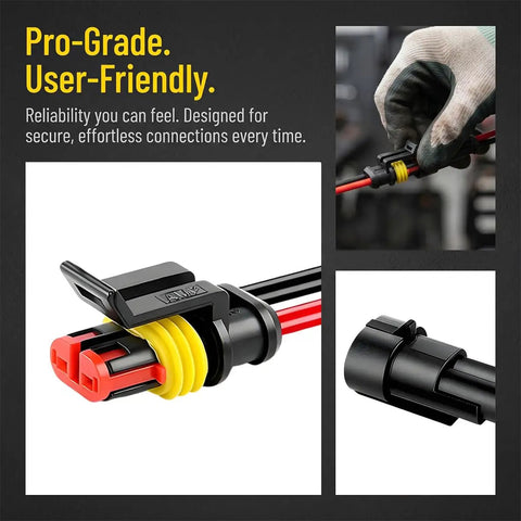 Top Tier 10 Set Of Premium 14 Awg Two Pin Electrical Connector Kits Made With Durable Copper And Nylon For Rock Solid Current Transmission And Easy Plugging on wire