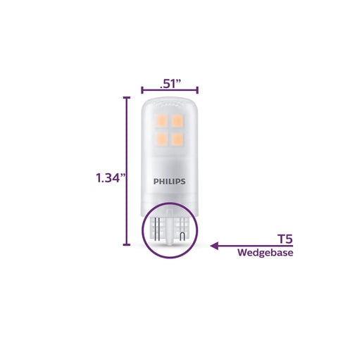 18-Watt Equivalent Non-Dimmable Landscape Light Bulb, 200 Lumens, 3000K Bright White, T5 Wedge Base, G4 Bi-Pin Compatible