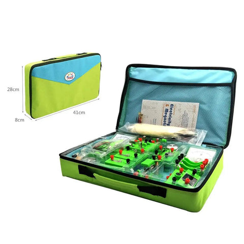 Open Hands On Basic Electricity And Magnetism Lab Kit For High School Students Real World Electronics Discovery Circuits And Electromagnetism Experiments Now showing components and manual