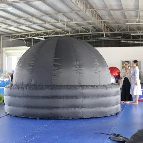 Mobile Inflatable Planetarium Dome For School Projection Tent With Air Blower And PVC Floor Mat, black dome in indoor setup
