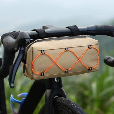 Front Bike Bag Waterproof Big Capacity Handlebar Storage Bag For Gear Tools Snacks Water Bottle And Phone attached to handlebars