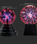 Lit Glass Plasma Ball Light Toy With Touch And Sound Activation 4 Inch Electrostatic Lightning Sphere next to smaller model
