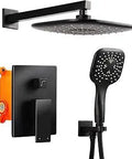 High Pressure 9 Inch Rain Shower Head System With 3 Setting Handheld, Wall Mounted Matte Black Shower Set and components
