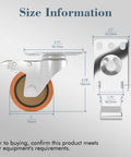 Size information of 3 Inch 304 Stainless Steel Caster Wheels Set Of 2 With Swivel Brake Rust Resistant Heavy Duty Industrial Casters.