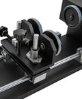 Dead Nuts Accurate Laser Rotary Axis Holder with Butter Smooth Two Phase Stepper Motor for engraving round cups, showing metal components.