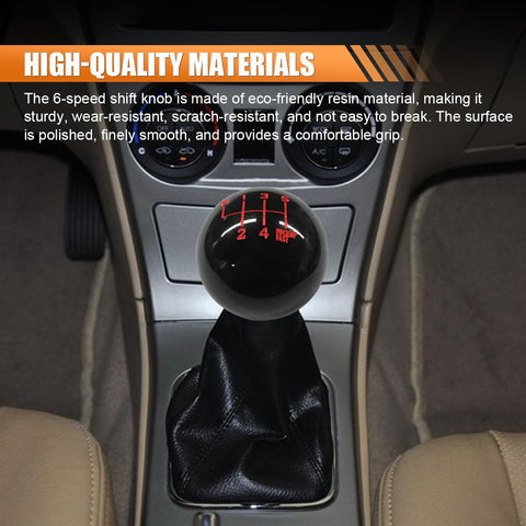 Six Speed Gear Shift Knob For Manual Transmission Cars Resin Ball Shifter Grip With M8x1.25 M10x1.5 M10x1.25 Adapters Black Replacement Shift Handle For Most Manual Vehicles