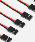 Close-up of 12 Pack JR Style Servo Extension Cable Set With 1 JR Male To 2 Or 3 Female Y Harnesses, showing connectors in detail.