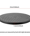 Buttery Smooth 10 Inch Lazy Susan Turntable Organizer, 25cm black rotating platform shown with dimensions.
