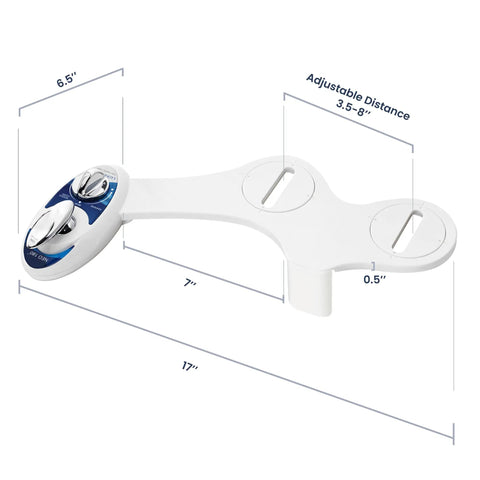 Neo 180 Dual Nozzle Bidet Attachment For Toilets With Self Cleaning Non Electric Operation dimensions illustration