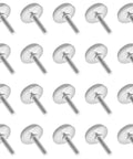 Rock Solid M6 Adjustable Furniture Levelers 20 Pack Heavy Duty Table Glides with stainless steel screws arranged in rows.