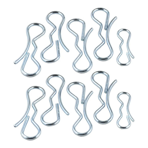 Bow Tie Lock Cotter Pins And Deck Clips Set In Seven Sixteenths Inch And Five Sixteenths Inch For Front And Deck Linkage, Includes 194209 And 194208 Pins, silver cotter clips