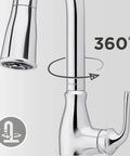 Rosslyn Kitchen Faucet With Pull Down Sprayer And Soap Dispenser, Single Handle, High Arc Spout, NSF Certified, Polished Chrome Finish