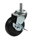 Close-up of one wheel from Pack Of Four 3 Inch Rubber Wheels With Silent Stem Casters For Wear Resistant Solid Furniture Heavy Duty M8 M10 M12