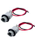 2 Pack Headlight Side Marker Light Socket With Wire Harness Pigtail For Toyota Avalon Camry Tacoma Tundra Yaris ES300 ES330 LS400 RX300 RX350 RX450h Replacement 90075 60001 90075 65020, showing grey sockets with red and black wires