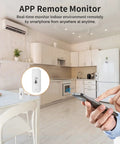 Smart WiFi Hygrometer Thermometer 4 Pack For Home Temperature And Humidity Monitoring With Tuya App No Hub Needed Real Time Alerts Remote Monitoring Indoor Temperature Humidity Graphs History Records Alexa Compatible in kitchen