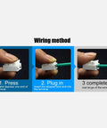 Step-by-step wiring method using 500 Pack 2 Pin 10A 220V Push Wire Connectors Quick Connect Spring Terminal Blocks for LED strip lights.