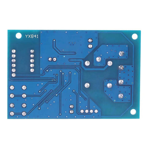 No Sweat Battery Charge Control Module With Crisp Digital Screen For Easy Six To Sixty Volt Charging And Discharging Ten Amp Setup Sweet For Solar Wind Cars And Ev Rides circuit board close-up, blue PCB design.