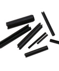 Roll Pin Assortment Kit 120 Pieces, 15 Sizes From 1.6mm To 9.5mm, Black Plated For Rust Resistance, Includes Blow Molded Tray, Professional Grade Pins For Quick Fixes, Repairs, And Heavy Duty Projects. Black roll pins in assorted sizes.