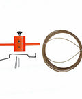 Asixxsix Automatic Drill Powered Wire Puller And Cable Rope Feeder With Forty-Nine Point Two Foot Steel Line Adapter components including orange puller and steel rope.